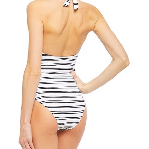 Heidi Klein One Piece $315 White & Blue Striped Swimsuit Size Medium - Picture 2 of 7
